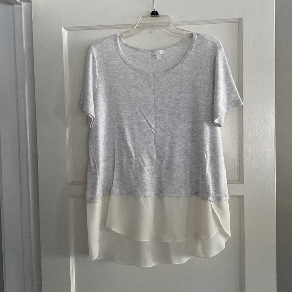 Charming Charlie Light Gray/Ivory Blouse Size L Never Worn